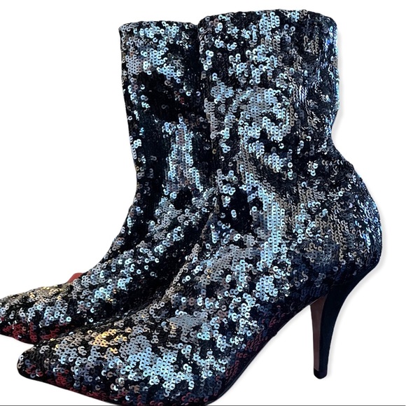 Authentic Valentino- Boots Sequin Liquid Metal Glo - Picture 11 of 12